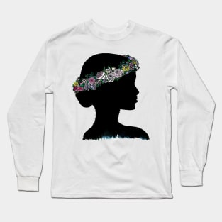 flower crown silhouette Long Sleeve T-Shirt